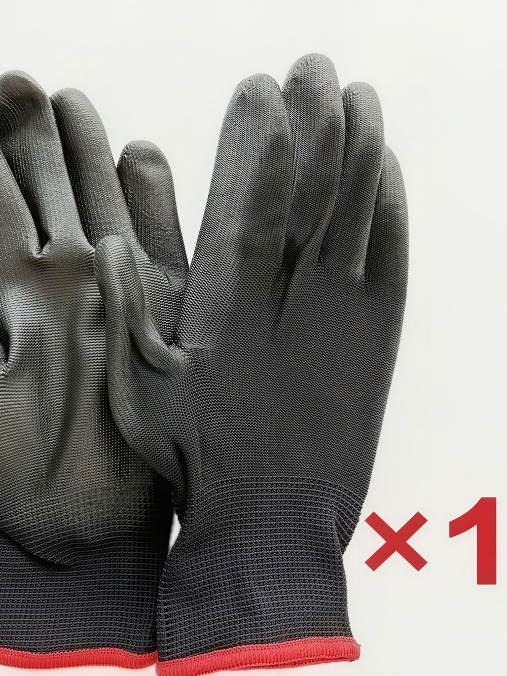 Men's Black Work Gloves with Red Trim - Lightweight Protective Grip